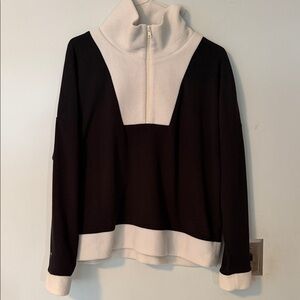 Dudley Stephens Black & Cream Colorblock Fleece Half-Zip Turtleneck Pullover XL